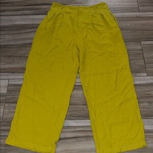 Zara Bright Yellow linen Wide-Leg Pants size small